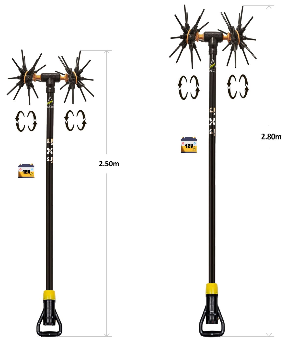 Ελαιοραβδιστικό Μπαταρίας 12V DC 400W 2,50m & 2,80m ASTERAS BATTERY POWER 4x4 Αγγελής για επαγγελματική συγκομιδή ελιάς.